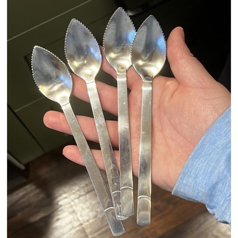 Set of 4 Trudeau Stainless Steel Serrated Grapefruit Spoons